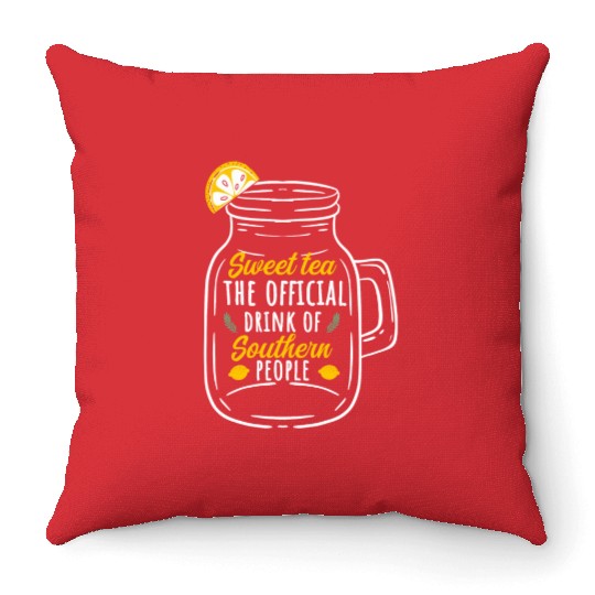 Sweet Tea Glass Outfit Southern People Throw Pillows