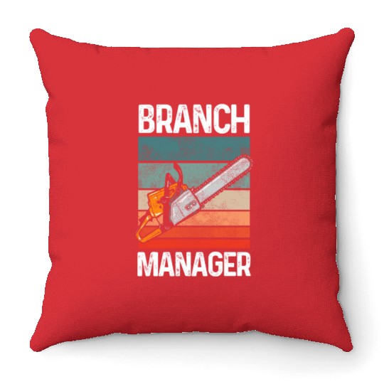Branch Manager Meme Chainsaw Profession Manager Throw Pillows