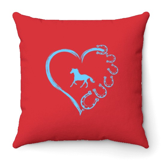 Horseshoe Heart Horse Mom Horseback Riding Throw Pillows