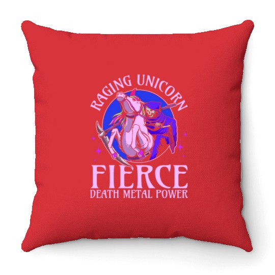 Goth Rock Satan Unicorn Festivals Death Metal Throw Pillows