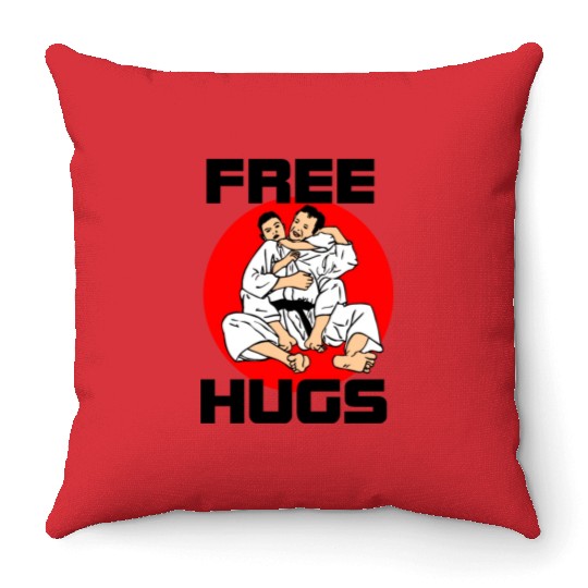 Free hug with text 'Free' Hugs Throw Pillows