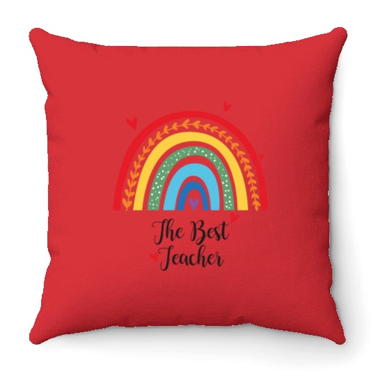 The Best Teacher rainbow Gift Heart Throw Pillows