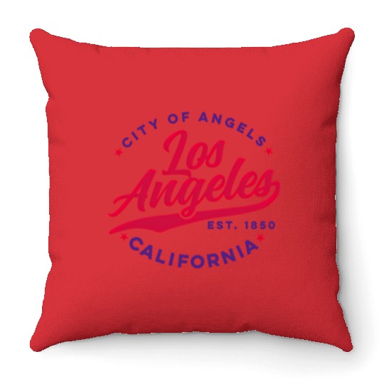 Los Angeles City Of Angels California Red Text Throw Pillows