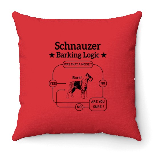 Schnauzer Barking Logic Throw Pillows