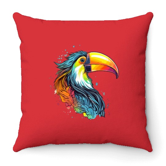 Rainbow Toucan, You Can! Throw Pillows