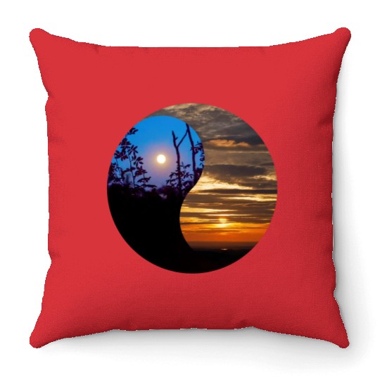 Yin and Yang of day and night in nature Throw Pillows