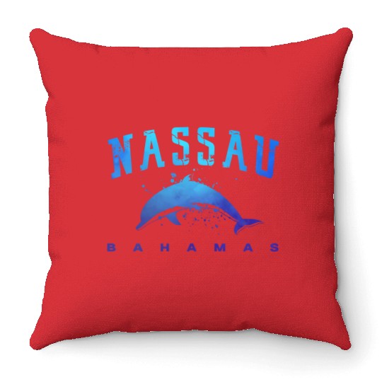 sau Bahamas Beach Snorkel Scuba Diving Dolphin Throw Pillows