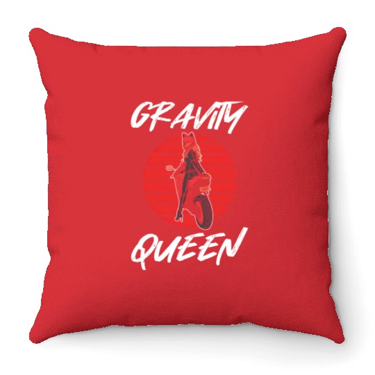 Gravity Queen Mountainbike Dirt Bike Throw Pillows