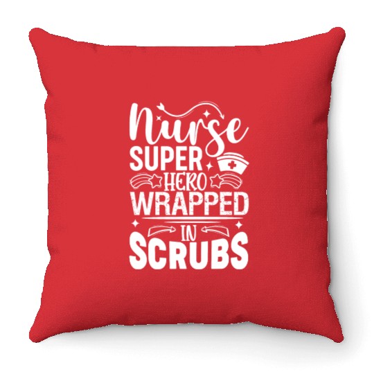 Nurse Wear Scrubs Nursing Cute Medical Nurse Throw Pillows