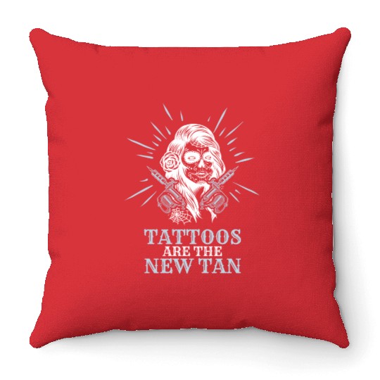 Tattoos Are The New Tan Tattoo Tattooed Throw Pillows