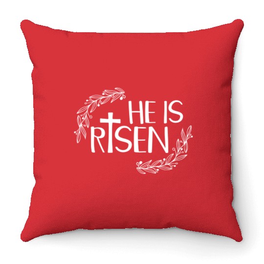He Is Risen For Christian Happy Easter Jesus Swea Throw Pillows