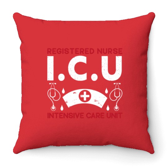 Icu Registered Nurse Hotal Rn Medical Intensive Throw Pillows