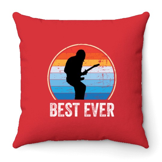 Best Dad Ever Music Guitar Throw Pillows