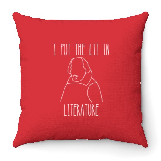 Funny english literature teacher slogan Throw Pillows