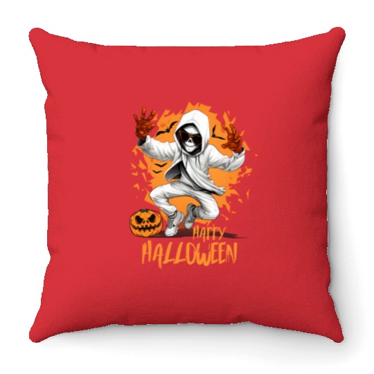 Halloween Skeleton Dabbing Hip Hop Throw Pillows