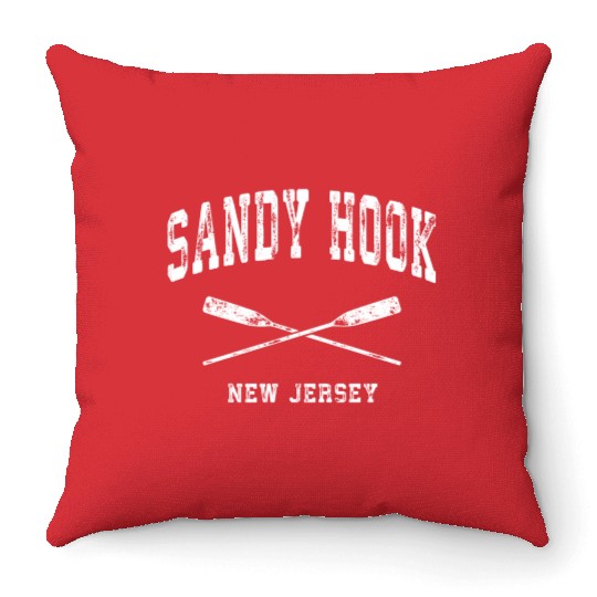Sandy Hook New Jersey Nautical Crossed Oars Throw Pillows