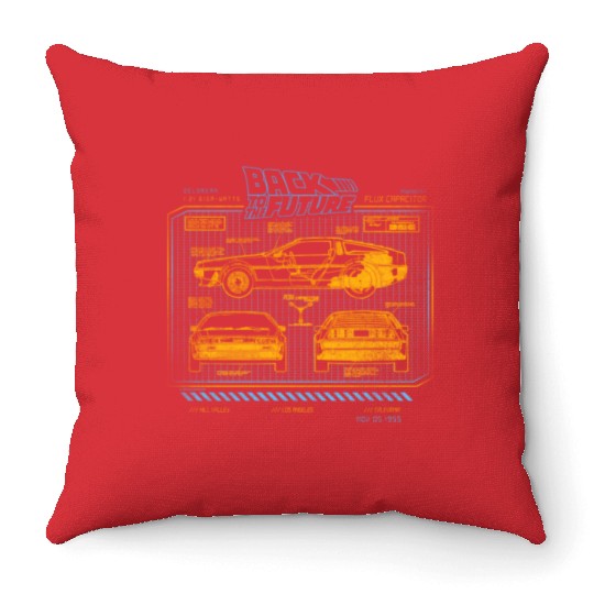 Back To The Future 35Th Anniversary Delorean Throw Pillows