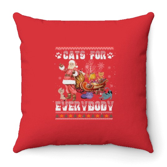 Cats For Everybody Christmas Cute Cat Lover Xmas Throw Pillows