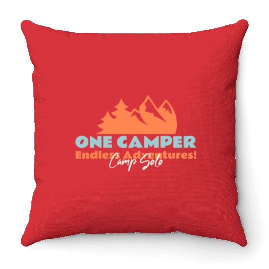 One camper endless adventures Throw Pillows