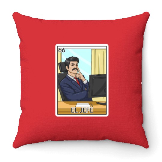 El Jefe The Boss Card Mecan Lottery The Chief Throw Pillows