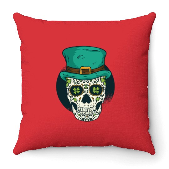 St. Patrick's Day Skull Throw Pillows
