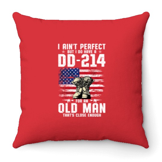 US Army DD-214 American Flag Throw Pillows