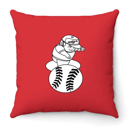 Kawaii Chibi Baseball Pitcher Throw Pillows