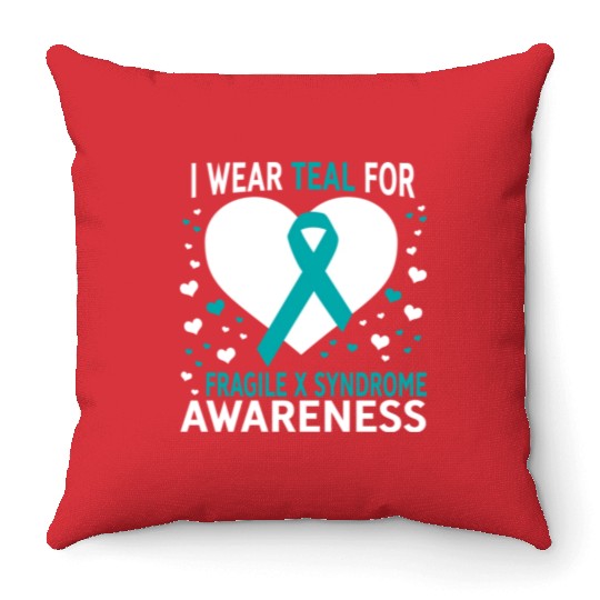 I Wear Teal For Support Fragile X Syndrome Throw Pillows