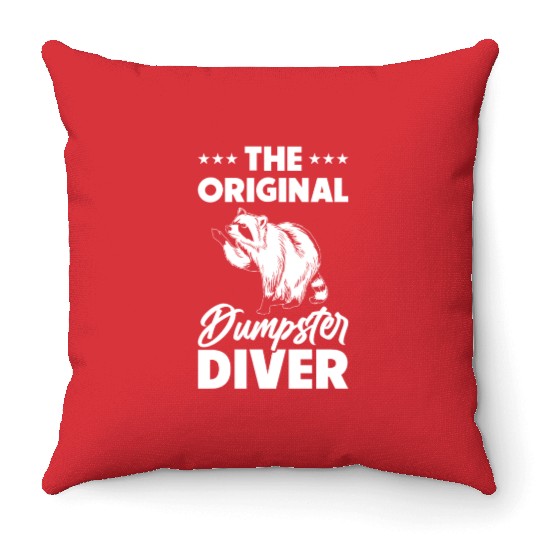 Raccoon Lover Trash Picking Dumpster Diving Trash Throw Pillows