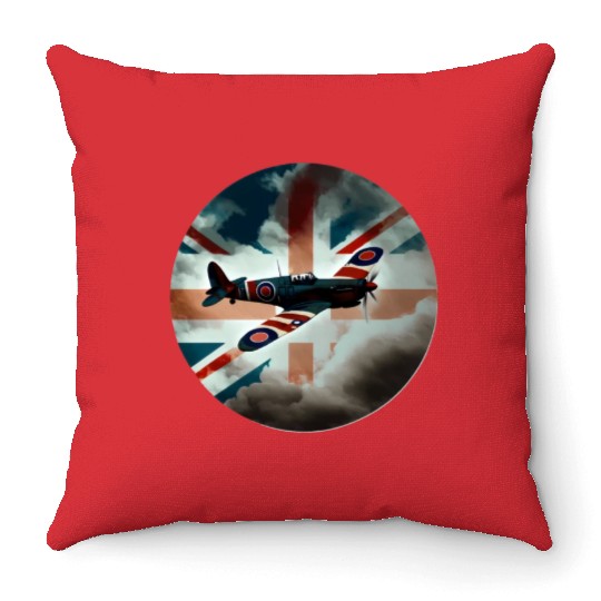 Spitfire Airplane Fighter Plane England UK Throw Pillows