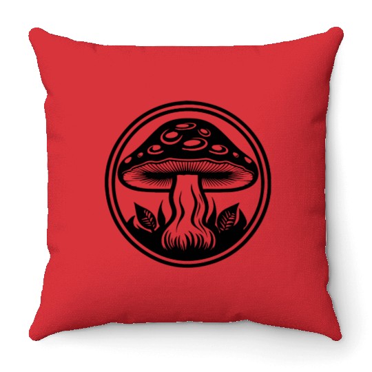 Mushroom Picker Fungi Forest Throw Pillows