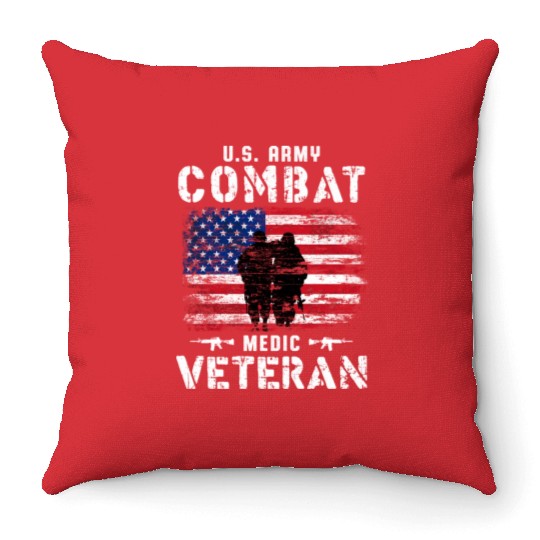 US Army Combat Medic Veteran Throw Pillows