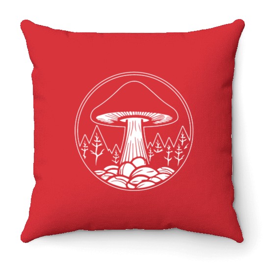 Mushroom Picker Fungi Forest Throw Pillows