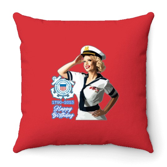 U.S. Coast Guard 233rd Birthday Throw Pillows