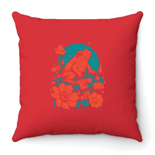 Goth Poison Frog Goblincore Fairycore Floral Frogs Throw Pillows