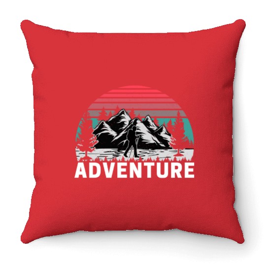 Adventure vintage Throw Pillows