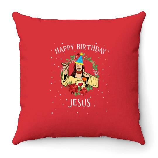 Happy Jesus Best Jumper Day Throw Pillows