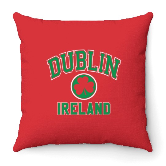 Dublin Varsity Style Shamrock Green Print Throw Pillows