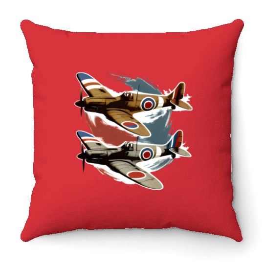 Pilot Spitfire Airplane Aviator Military Throw Pillows