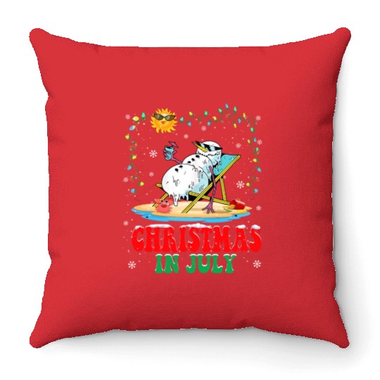 christmas in July snowball Xmas Summer Throw Pillows