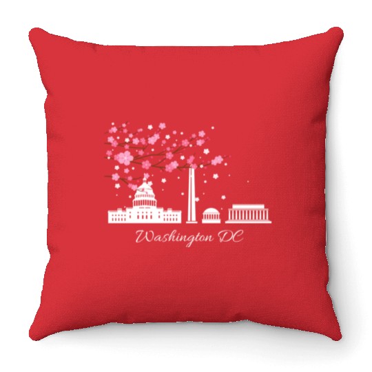 Washington Dc Monuments Memorials Cherry Blossoms Throw Pillows