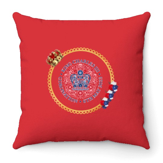 King Charles Iii British Monarch Royal Coronation Throw Pillows