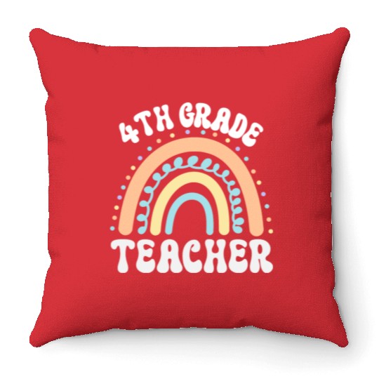 4th grade teacher, back to school Throw Pillows