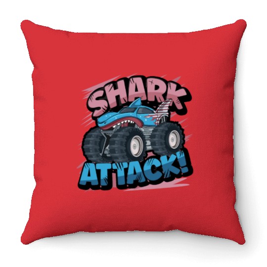 Monster Truck Shark Attack Week 2023 Throw Pillows
