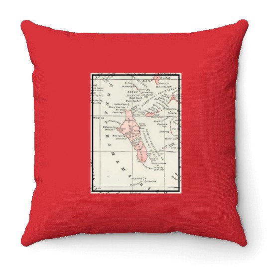 Vintage Andros Island Bahamas Map Throw Pillows