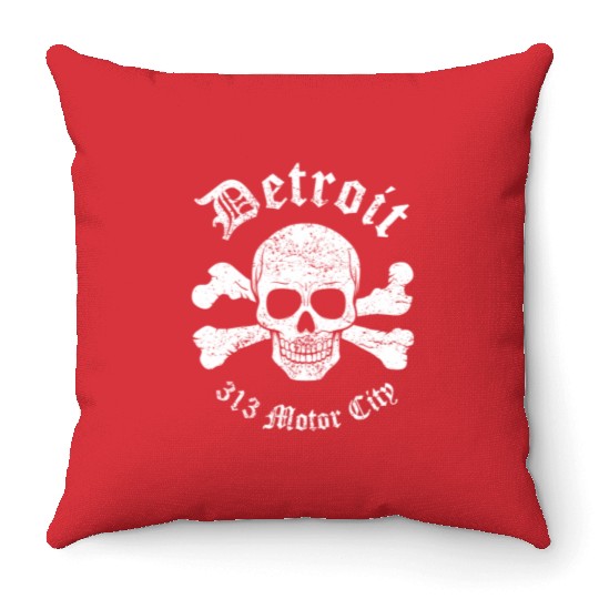 Detroit 313 Motor City Distressed Detroit Throw Pillows