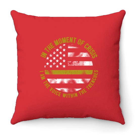 Police And Fire Dispatcher Thin Gold Line Throw Pillows
