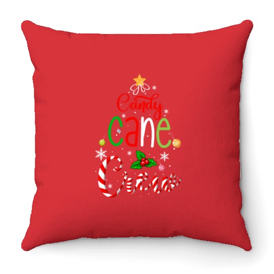Candy Cane Crew Funny Christmas Candy Lover X Mas Throw Pillows