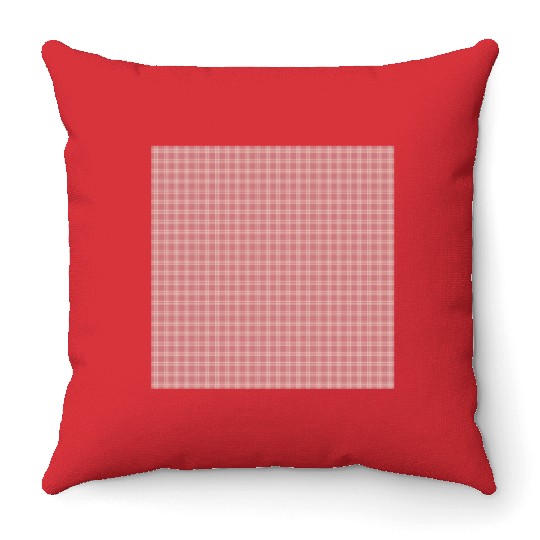 Retro Checkered Pattern Coral Red Throw Pillows
