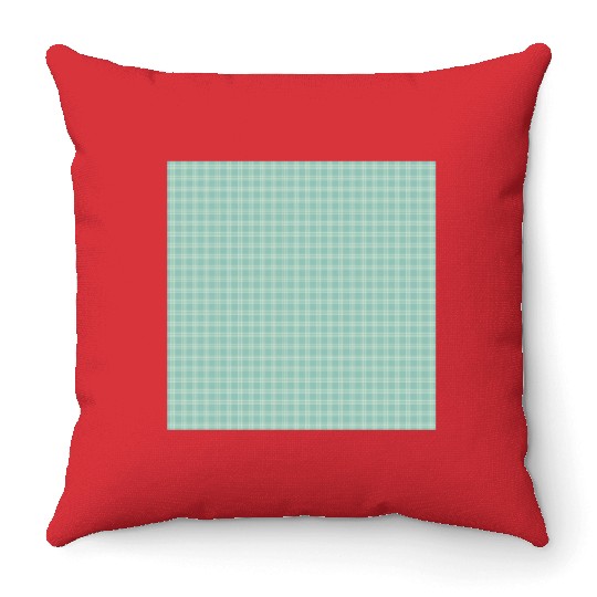 Retro Checkered Pattern Teal Throw Pillows